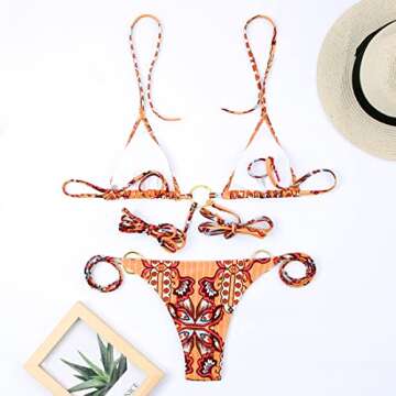 Women Halter String Bikini Set Sexy Thong Cheeky Two Piece Swimsuits Solid Color Bathing Swimwear