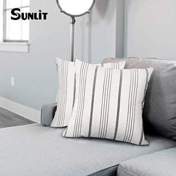 Sunlit Farmhouse Striped Throw Pillow Covers Set of 2