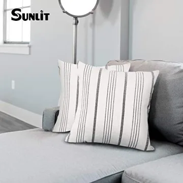 Sunlit Farmhouse Striped Throw Pillow Covers Set of 2