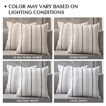 Sunlit Farmhouse Striped Throw Pillow Covers Set of 2