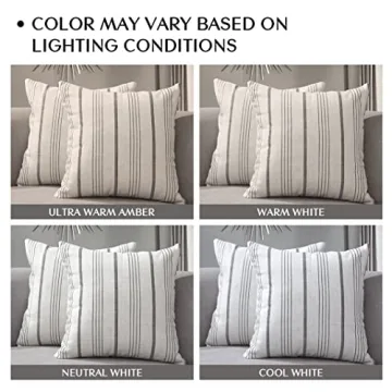 Sunlit Farmhouse Striped Throw Pillow Covers Set of 2
