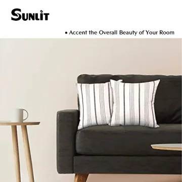 Sunlit Farmhouse Striped Throw Pillow Covers Set of 2