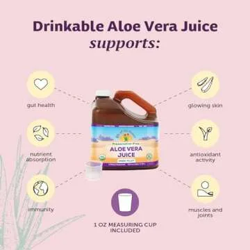 Lily of the Desert Aloe Vera Juice - Organic, Preservative-Free Inner Fillet Aloe Vera Drink with Natural Digestive Enzymes for Gut Health, Stomach Relief, Wellness, Glowing Skin, 128 Fl Oz
