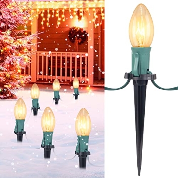 C9 Christmas Lights Outdoor 51.4 Ft, Connectable Pathway Lights, Waterproof Yard Decor