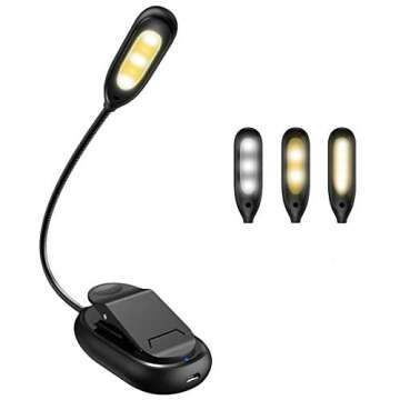 AMIR Upgraded Mini Book Light, 5 LED Clip on Reading Light, 3 Colors x 3 Levels Brightness Eye-Care Reading Lamp, Lightweight, up to 60 Hours Reading (9 Levels)