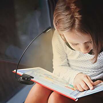 AMIR Upgraded Mini Book Light, 5 LED Clip on Reading Light, 3 Colors x 3 Levels Brightness Eye-Care Reading Lamp, Lightweight, up to 60 Hours Reading (9 Levels)