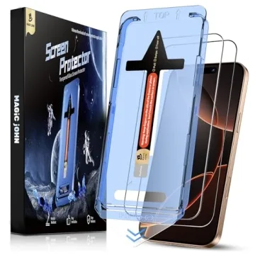 MAGIC JOHN 2 Pack Tempered Glass Screen Protector for iPhone 16 Pro - HD Clear, Easy Installation
