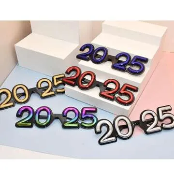 SWYOUN 5PCS 2025 Fun Plastic Glasses Perfect for New Year's Eve & Graduation