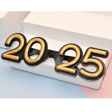 SWYOUN 5PCS 2025 Plastic Glasses Happy New Year's Eve Party Decoration Glasses Graduation 2025 Class Of 2025 Party Photo Prop Supplies