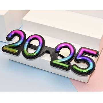 SWYOUN 5PCS 2025 Plastic Glasses Happy New Year's Eve Party Decoration Glasses Graduation 2025 Class Of 2025 Party Photo Prop Supplies