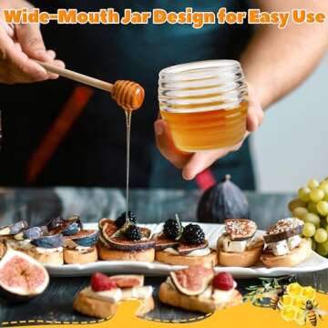 Loscarol Honey Jar with Dipper and Lid Glass Dispenser Honey Pot, 8 oz Honey Jar and 2 Honey Dippers...