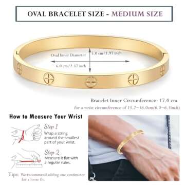 RIMRIVA Gold Bracelets for Women Cross Love Bangle Stainless Steel Women Jewelry Anniversary Her Birthday Valentines Wedding Christmas Gifts for Women Mom Wife Friend Stocking Stuffers Basket