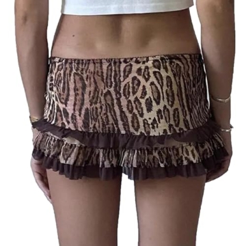 Trendy Leopard Print Mini Skirt with Lace Edge for Women