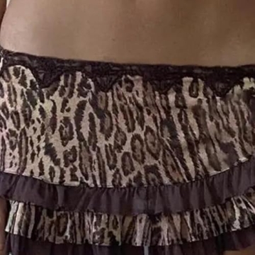 Trendy Leopard Print Mini Skirt with Lace Edge for Women