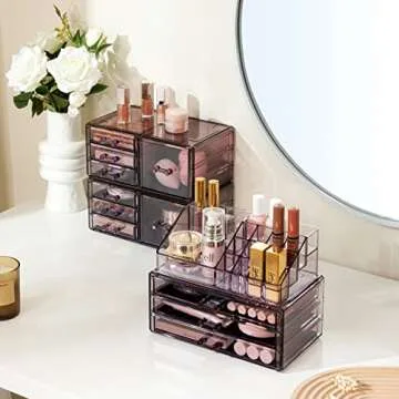 HBlife Acrylic Dustproof Makeup Organizer with 11 Drawers