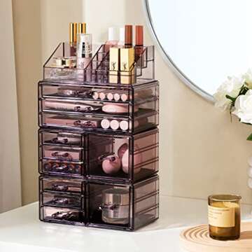 HBlife Acrylic Dustproof Makeup Organizer with 11 Drawers