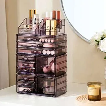 HBlife Acrylic Dustproof Makeup Organizer with 11 Drawers