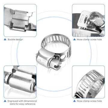 XRPAOWA Hose Clamps, 304 Stainless Steel, 10 pcs/Pack, SAE 32 Worm Gear Hose Clamps, 1-9/16-Inch-2-1...