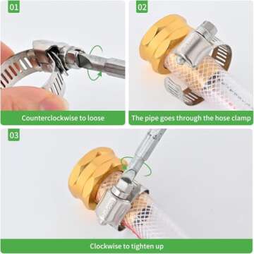 XRPAOWA Hose Clamps, 304 Stainless Steel, 10 pcs/Pack, SAE 32 Worm Gear Hose Clamps, 1-9/16-Inch-2-1/2-Inch(40-63mm) (SAE 32)