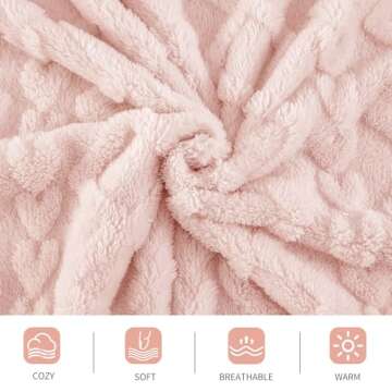 Aganear Fleece Throw Blanket - Cozy Soft Lightweight Fuzzy Throw Blanket for Women Portable Throw Blankets for Couch, Warm Present for Birthday, Christmas, Halloween, Housewarming(50"x60", Pink)