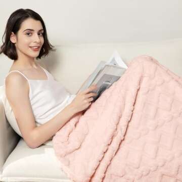 Aganear Fleece Throw Blanket - Cozy Soft Lightweight Fuzzy Throw Blanket for Women Portable Throw Blankets for Couch, Warm Present for Birthday, Christmas, Halloween, Housewarming(50"x60", Pink)