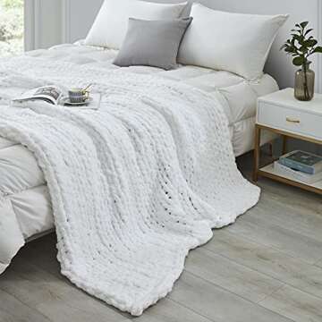 SUNYRISY Chunky Knit Blanket Throw, Luxury Soft Cozy Chenille Throw Blanket, Large Throw Bed Blanket...
