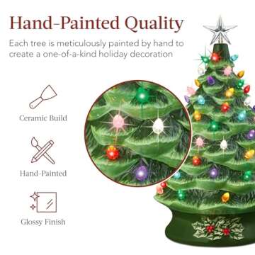 Best Choice Products 24in Extra Large Ceramic Christmas Tree, Pre-Lit Hand-Painted Tabletop XL Indoo...
