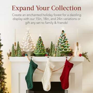 24in Ceramic Christmas Tree - Hand-Painted & Pre-Lit Decoration