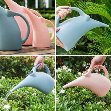MOCOHANA Plant Watering Can, High-Grade Plastic Watering Can, Lovely Indoor Outdoor Pour Store Watering Can with Long Spout, Watering Bottle, 1/2-Gallon for Garden, Plant, Flower (Pink, M)
