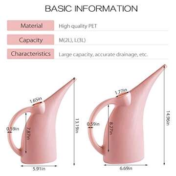 MOCOHANA Plant Watering Can, High-Grade Plastic Watering Can, Lovely Indoor Outdoor Pour Store Watering Can with Long Spout, Watering Bottle, 1/2-Gallon for Garden, Plant, Flower (Pink, M)