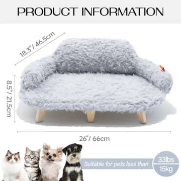 MEWOOFUN Removable Washable Cover Cat Bed - 26"x18.3"x8.5" Elevated Wooden Pet Sofa for Cats & Small...