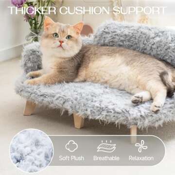 Elevated Cat Sofa with Washable Cover for Small Pets