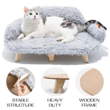 Elevated Cat Sofa with Washable Cover for Small Pets