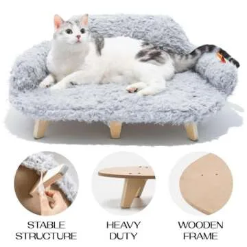 Elevated Cat Sofa with Washable Cover for Small Pets
