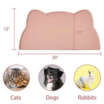 Cat Food Mat, Silicone Pet Feeding Mat for Floor Non-Slip Waterproof Dog Water Bowl Tray Cushion (20...