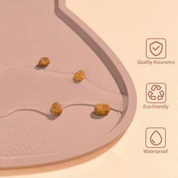 Cat Food Mat, Silicone Pet Feeding Mat for Floor Non-Slip Waterproof Dog Water Bowl Tray Cushion (20" x 12", Tea Rose)