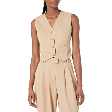 The Drop Women's Sadie Cropped Slim Vest - Versatile Fashion Staple in Stone