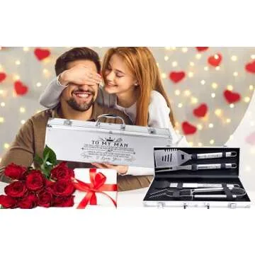 Bonsai Tree Valentines Day Men Gifts, Gifts for Him Husband from Wife - Anniversary Congratulations Cool Grilling BBQ Birthday Gifts - to My Man Unique Stainless Steel Tool Heavy Duty Set 4