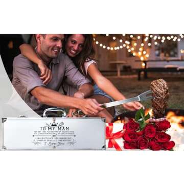 Bonsai Tree Valentines Day Men Gifts, Gifts for Him Husband from Wife - Anniversary Congratulations Cool Grilling BBQ Birthday Gifts - to My Man Unique Stainless Steel Tool Heavy Duty Set 4