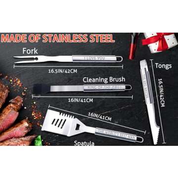 Bonsai Tree Valentines Day Men Gifts, Gifts for Him Husband from Wife - Anniversary Congratulations Cool Grilling BBQ Birthday Gifts - to My Man Unique Stainless Steel Tool Heavy Duty Set 4