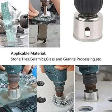 3 otters 15PCS Diamond Hole Saw Kit, Glass Drill Bits for Drilling Holes in Glass, Bottles, Marble, Granite Stone, Tile Cutting 0.24 Inch - 2 Inch（6mm - 50mm