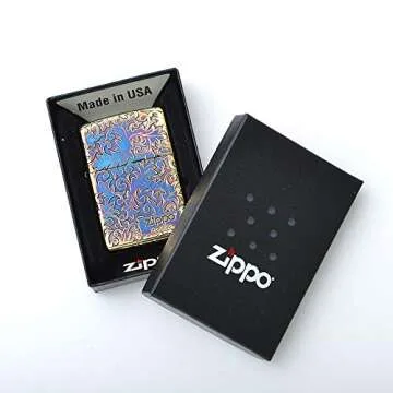 Zippo 2GI-Z5KARA2 Lighter, Gold, Arabesque and Logo, 5 Consecutive Etching, Serial Number Included