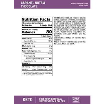 SlimFast Keto Fat Bomb Snack Cluster, Caramel Nuts & Chocolate, Keto Snacks for Weight Loss, Low Carb with 0g Added Sugar, 14 Count Box (Packaging May Vary)