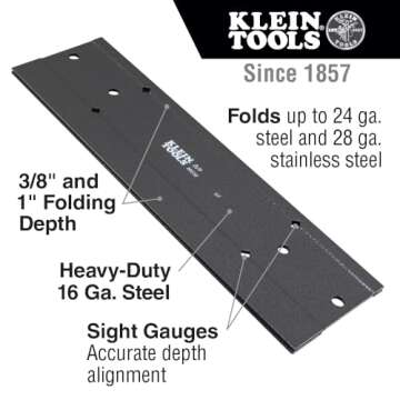 Klein Tools 86532 Metal Folding Tool for Duct Bending 18 x 3-Inch Folds Up to 24 ga CRSM and 28 ga S...