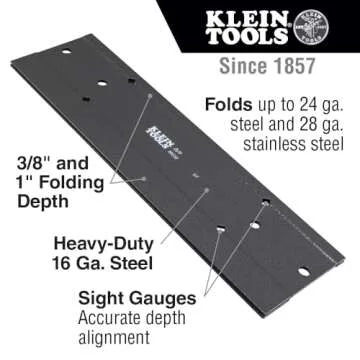Klein Tools 86532 Metal Folding Tool for Duct Bending 18 x 3-Inch Folds Up to 24 ga CRSM and 28 ga S...
