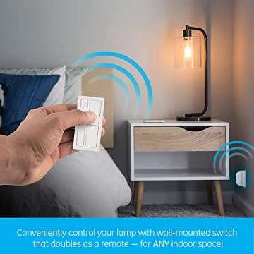 GE Dimmable Wireless Control Switch, On/Off & Full, 1 Outlet, 150 ft. Range from Plug-in Receiver, Ideal for Lamps & Indoor Lighting, No Wiring Needed, 37781, Dimming Remote