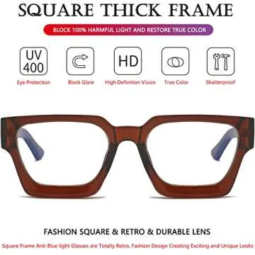 AIEYEZO Square Thick Frame Glasses for Women Men Fashion Blue Light Glasses Trendy Chic Computer Eyeglasses (Black + Brown)