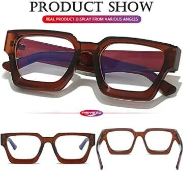 AIEYEZO Square Thick Frame Glasses for Women Men Fashion Blue Light Glasses Trendy Chic Computer Eyeglasses (Black + Brown)