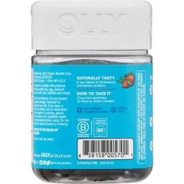 OLLY Goodbye Stress Gummy, GABA, L-Theanine, Lemon Balm, Stress Relief Supplement, Berry - 42 Count