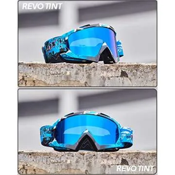 BATFOX Dirt Bike ATV Goggles Motorcycle Gear Riding Motocross Dirtbike 4-Wheeler MX DH Accessories Goggles Glasses for Men Women Youth UV400 Protection Dust-proof Anti-Slip Strap